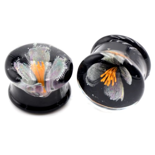 Glass plug tunnel flower - glass,