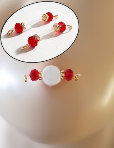 Red faceted glass beads - red, w/